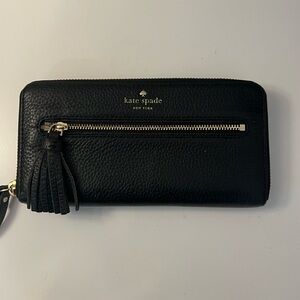 Kate Spade Black Textured Wallet with Tassel